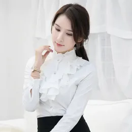 Women Blouse Spring Autumn Leaf St Collar Long Sleeve Chiffon Lace Shirt Blusas Ropa De Mujer 240202