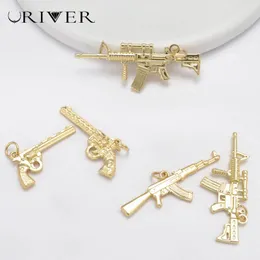 Pendant Necklaces LJRVER DIY Charms Machine Gun Assault Rifle Ak-47 Pendants For Jewellery Making Supplies Gold Color Handmade Jewelry