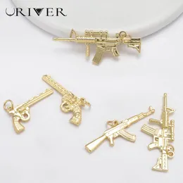 펜던트 목걸이 LJRVER DIY 매력 기관총 폭행 소총 AK-47 주얼리 제조 용 펜던트 금색 수제 보석