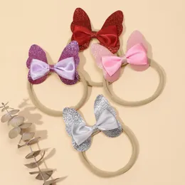 ملحقات الشعر 36pc/lot 2024 Glitter Ribbon Bow Nylon Baby Babys for Girls أقواس مرنة مقاطع للأطفال