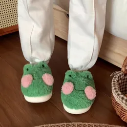 Slippers Interesting Couples Cute Frog Cotton 2024 Winter Student Anti -sliding Plush Family Men And Women's Home Shoes