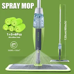 Spray Mop Broom Set Magic Flat Mops for Floor Home Cleaning Tool Brooms Hushåll med återanvändbara mikrofiberkuddar Roterande 240123