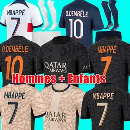 Mbappe PSGESサッカージャージーコロムーニO.デンベレアセンシオハキミウガルテフットボールシャツ23 24 Hommes Enfantsキッズキットリーカン