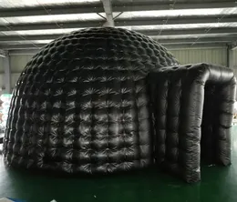 Atacado personalizado preto oxford abrigo cúpula inflável marquise iglu clube centro cinema festa feira comercial dossel com 1 entrada de porta em