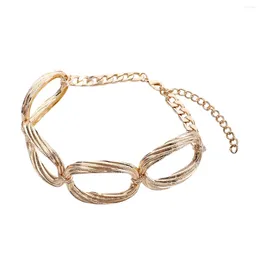 Choker Vedawas Vintage Charm Gold Color Metal Ring kort halsband för kvinnor Trendiga tjocka chunky kedja smycken grossist