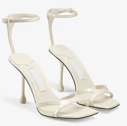 Italy Brand Women Ixia Sandals Shoes Drop Heels Square Toe Patent Leather Lady Gladiator Sandalias Elegant Walking EU35-43 With Box