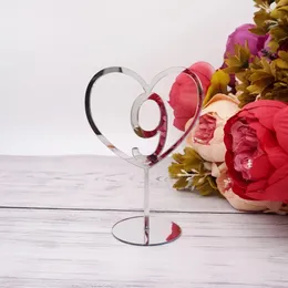 Numeri da tavolo a specchio acrilico a forma di cuore da 15 cm di altezza con base di supporto per la decorazione della festa nuziale Forniture per eventi 240124