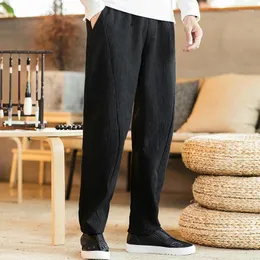 Etnisk kläder Kinesisk stil National Tide Mens Fall Cotton Linen Byxor 2024 Men's Original Jacquard Pants Tang Suit Hanfu