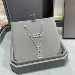 Novo colar clássico de três diamantes com caixa colar de designer para mulher top v-ouro novo pingente deslizante de diamante completo corrente de clavícula rolante flexível para presente