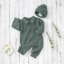 Baby Rompers Clothes Winter Long Sleeve Knitted born Boy Girl Cotton Jumpsuits Hats Sets Autumn 0-18m Toddler Infant Outfits 240202
