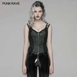 Kvinnors tankar punk rave gotisk främre dragkedja snörning jacquard väst steampunk klubb mode kvinnor västtoppar