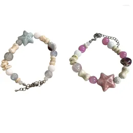 Strand Sweet Macaron Starfish Charm Bracelet Trend Hand Chain Statement Piece Aesthetic Y2k Fun Fashion Ie Jewelry Gift