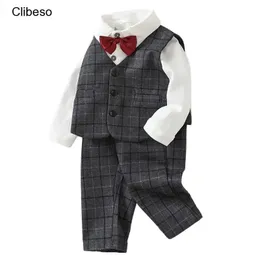 Baby Suits Born Boy Clothes T Shirt Vest Pant Setar Formal Clothing Outfit Party Bow Tie Children Toddler Birthday 0 4y 240127