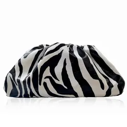 SMOOZA 2023 Fashion Day Clutch Dumpling Bag Zebra Holographic Cloud Clip Purse Women Pleated Pouch Tote Handbag 240129