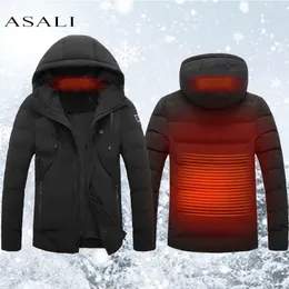 Uppvärmd jacka Fashion Men Coat Intelligent USB Elektrisk uppvärmning Termisk varma kläder Vinter Uppvärmd Vest Plus S-5XL Size240127