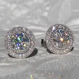 Orecchini a bottone di lusso da donna e da uomo Micro tondi brillanti orecchini di fidanzamento con diamanti CZ per gli amanti Bel regalo