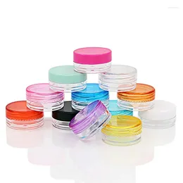 Frascos de armazenamento 200pcs 3g/5g plástico vazio redondo frascos de amostra cosmética pote claro recipientes de maquiagem cabem creme facial lábios artesanato