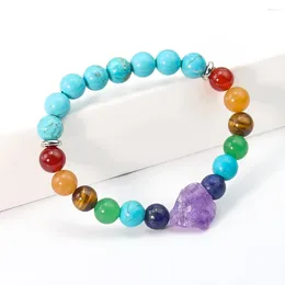 Strand natural ametista cristal quartzo olho de tigre energia pedra espaçador contas pulseira reiki chakras ágata cura pulseira jóias de pulso