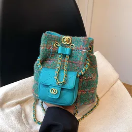 Französische Haute Couture Frühherbst Neue Beuteltasche mit Kordelzug für Damen Internet Celebrity Trend Plaid Pendeln Kleiner Rucksack 75 % Direktverkauf ab Werk