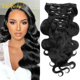 Veravicky Body Wave Brazilian Machine Made Remy Hair 7pcsset 10pcsset Clip in 12 〜24 Human Clip 240130
