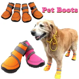 Stivali per animali domestici impermeabili e caldi da 4 pezzi Scarpe per cani con piattaforma tendine antiscivolo elasticizzate a quattro vie invernali 240129