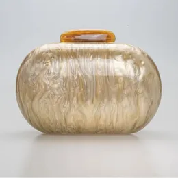 Pearl Acrylic Clutch Marble Handväskor Egg Form Kvinnor Evening Bag Wedding Walls Party Prom Purses Drop 240118