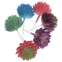 Flores decorativas 6 pçs realista artificial suculento cacto pequeno plástico diy plantas sem vasos para decoração