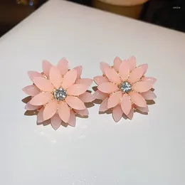 Kolczyki stadnorskie Fyuan Korean Style Crystal for Women Sweet Pink Flow Mashing Biżuteria