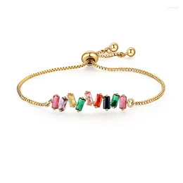 Charme Pulseiras YJGS Ajustável Senhoras Multicolor Cubic Zirconia Tennis Bangle Sparkling Strand Pulseira Fine Jewelry