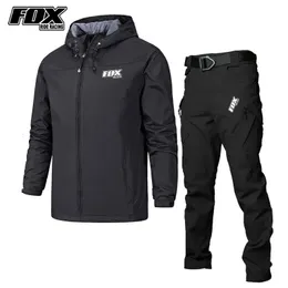 Fox Ride Racing Bisiklet Ceket Erkekler Pantolon Takım MTB Dağ Bisiklet Rüzgar Yasağı Su geçirmez Motosiklet Pantolonları Kit Bisiklet Giysileri 240202