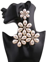 Superöverdrivning Big Pearl Dangle Drop örhängen för kvinnor Luxury Crystal Statement Earring Trendy Wedding Jewelry Wholesale 240202
