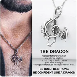 Kedjor Fashion Punk Style Dragon Pendant Necklace For Men Music Note Animal Statement Gothic Vintage Smyckesgåvor Partihandel