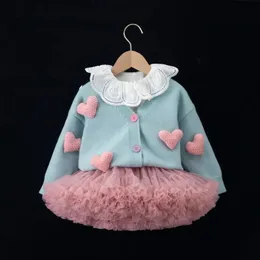 Coreano conjunto infantil bebê meninas terno outono manga longa crianças camisola saia conjunto menina linda impressão saia plissada W-S1032 240129