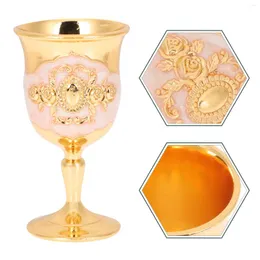 Bicchieri da vino Calice da cocktail in metallo goffrato con rosa, tazza vintage, vetreria per bevande, per cena, matrimonio, bar (bianco dorato)