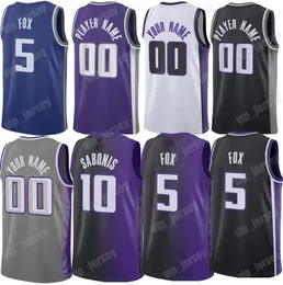 Custom 0 Malik Monk De'Aaron 5 Fox Jersey 10 Domantas Sabonis 40 해리슨 반네스 케빈 허터 키건 머레이 농구 유니폼