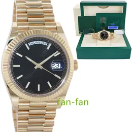Brand World Luxury Watch Best Version Watch Day Date 40 Presidente 228238 Black Stick Novo eta-cal automática.3255 Relógios de garantia de 2 anos