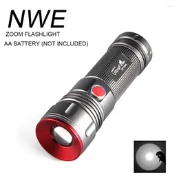 Latarki pochodnie Ultrafire 3-Mode Rotary zoomable LED LED LASHLIGHT Torch Lantern 3AA Taschenlampe Wskaźnik laserowy Luz Flash