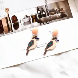 Brincos pendurados colorido criativo pássaro simulado acrílico para mulheres meninas simples moda personalidade animais presentes