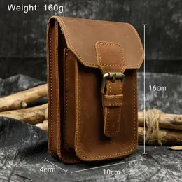 Luufan Leather Wait Bag For Men Travel Boy Belt Bag Vintage Brown Natural First Layer Cowhide Phone Waist Pack Design 240118