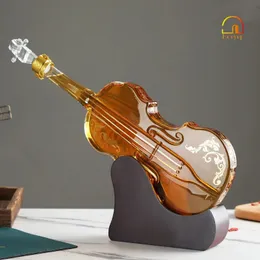 HOUYUP Glass Violin Dekanter Kreatywny zagęszczony mahoniowy wina Dekanter whisky Bubble Butelka Elegancki dozownik szampana 240118