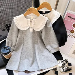 Designed Girl Casual HoodiesDress Kids Cotton Blended Birthday Puff Sleeve Sweet Vestidos for 110Ys Chilldren Fancy Dress 240129