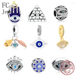 Pietre preziose sciolte FC Gioielli adatti Bracciale con ciondolo originale Argento 925 Mano di Fatima Demon Eye Turco Male Bead per fare donne Berloque 2024