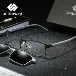 Поляризованные магнитные клипсы для очков, мужские оптические очки по рецепту, прозрачные солнцезащитные очки для близорукости, мужские 240131