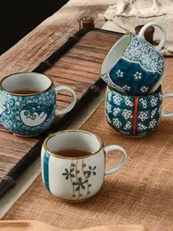 Kupalar Japon el boyalı seramik fincanları kulaklarla yaratıcı küçük çay zarif kahve