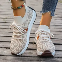 Women kliny trampki koronkowe oddychające buty sportowe swobodne platforma żeńskie obuwie panie wulkanizowane zapatillas 240124