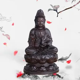 6 inç ahşap guanyin heykel aspirli katı ahşap siyah sandal ağacı ahşap Buda heykel ev feng shui dekorasyon 240202