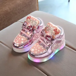 Size 2130 Baby LED Shoes for Girls Antislippery Luminous Sneakers Breathable Glowing Casual Led Light Up 240131