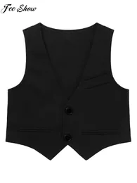 Kids Boys Gentlemen Vest SingleBreasted Formal Waistcoat for Wedding Birthday Party Evening Prom Pography Stage Performance 240130