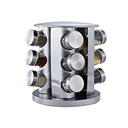 Household Kitchen Rotating Seasoning Rack Stainless Iron Spice Box Rotating Seasoning Rack Set Seasoning Box Salt Shaker 240118