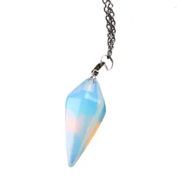 ペンダントネックレスTumbeelluwa Opal Opalite Stone Pyramid O-Chain Necklace HealingReiki Dowsing Diving Divination Jewelry